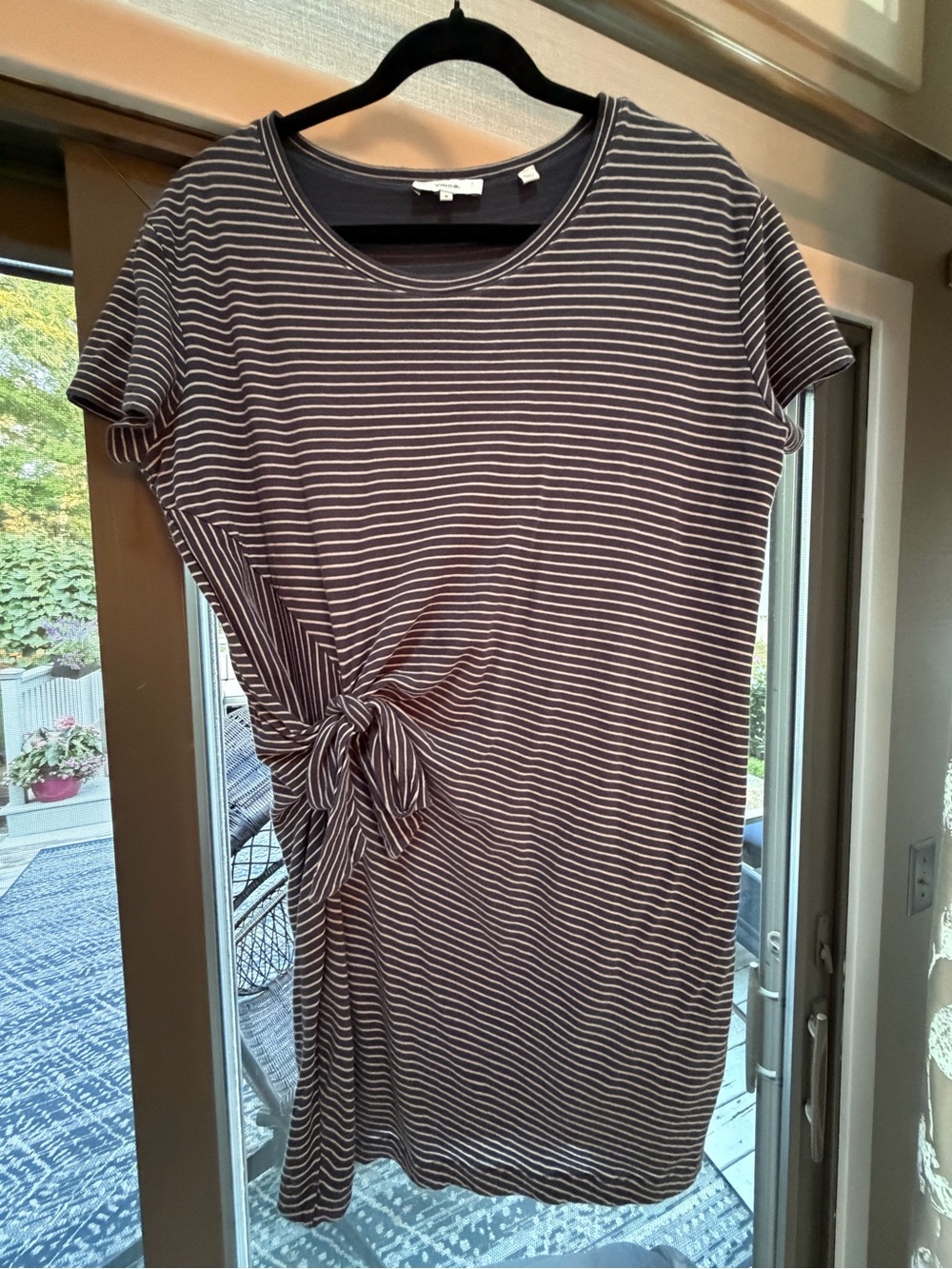 Vince Side-Tie Striped T-Shirt Dress - Navy & White - Picture 6 of 8